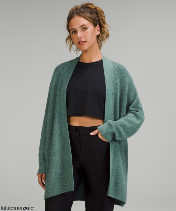 Lululemon Damen DELULU481 | Lululemon Deutschland Gerippter Langer Wickelpullover Aus Gerippter Merinowollmischung In Tidewater Teal